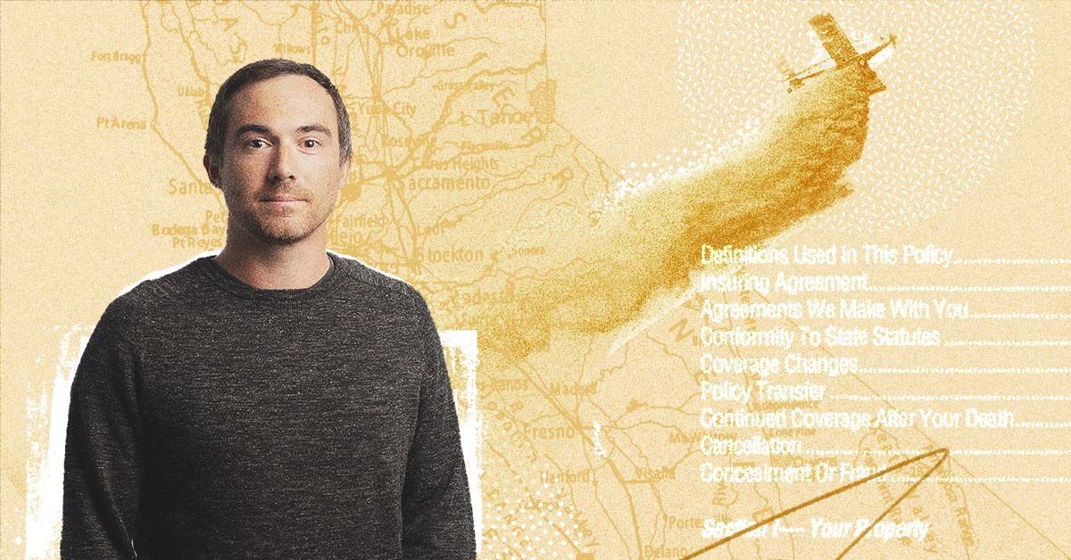 Judson Boomhower portrait with California wildfire data map graphic