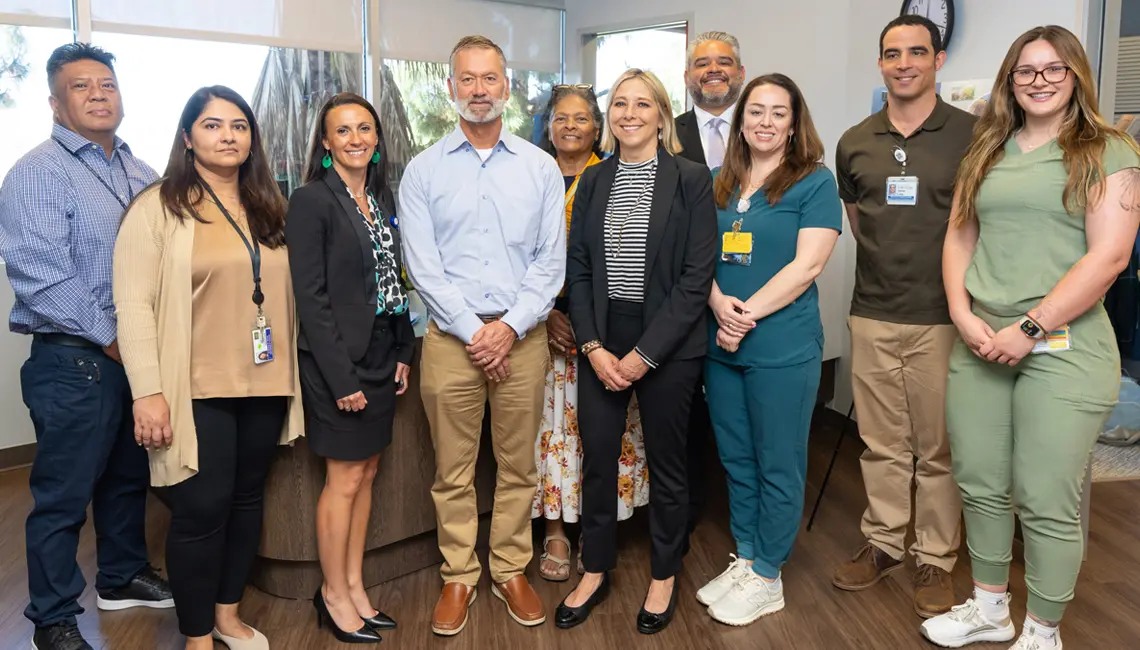 Group photo (left to right): From left to right: Leander ‘Len’ Lazaro, Ana Bhatt, Fanny Delebecque, Mark Wallace, MD, Mina Trivedi, Bernadette Cale, RN, David Marrufo, Crystal Groom, Lab technician, Jesse Lora, Sophia Belton